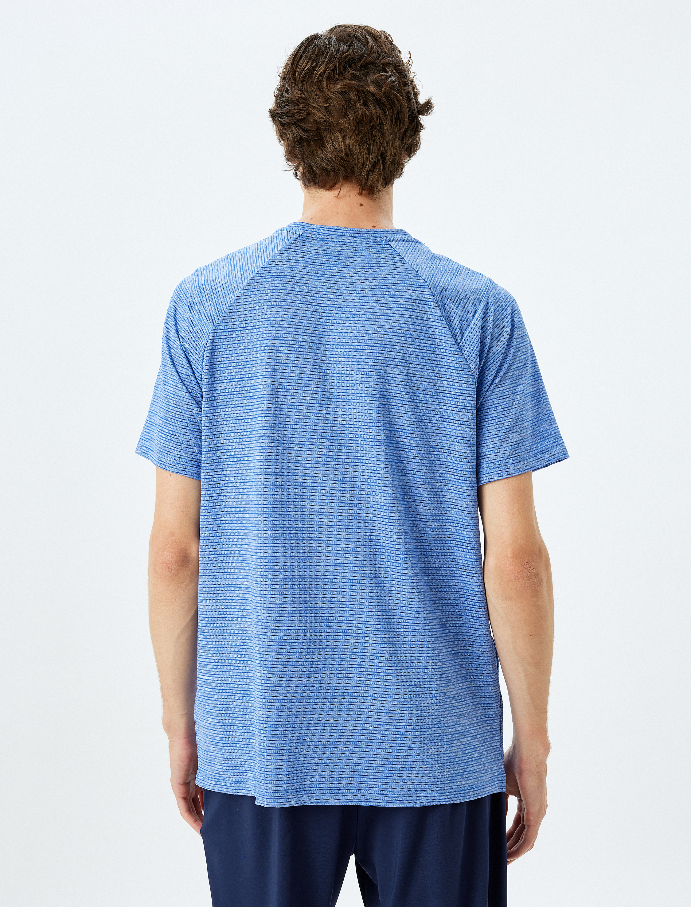   Kısa Kollu Bisiklet Yaka Çizgili Spor Tişört