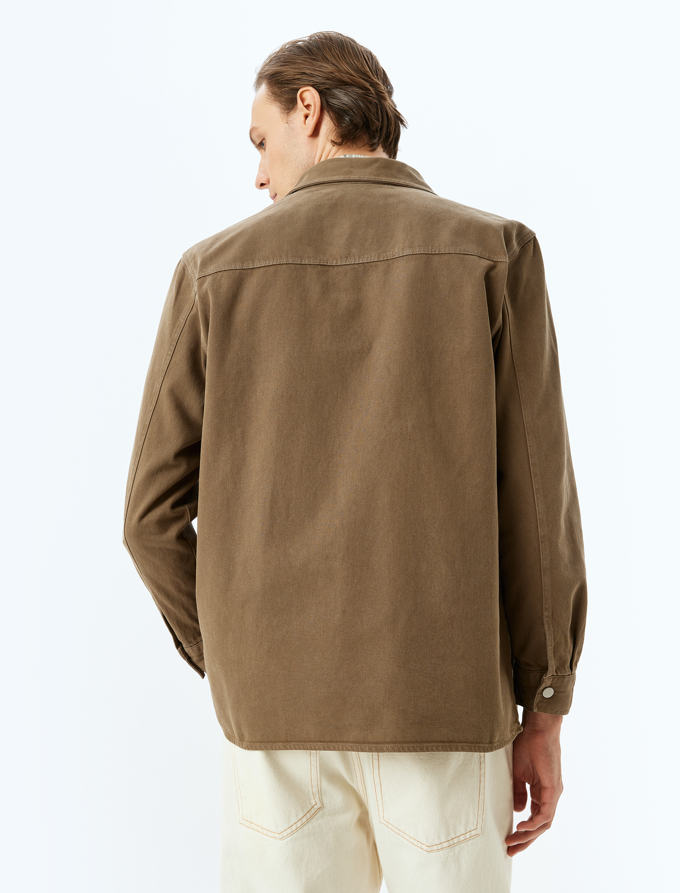   Cep Detaylı Düğmeli Pamuklu Regular Fit Uzun Kollu Gömlek Ceket