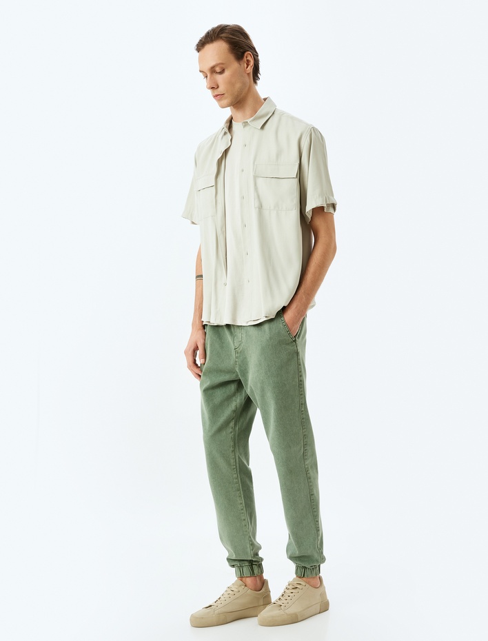  Beli Bağcıklı Pamuklu Cepli Oversize Jogger Kot Pantolon