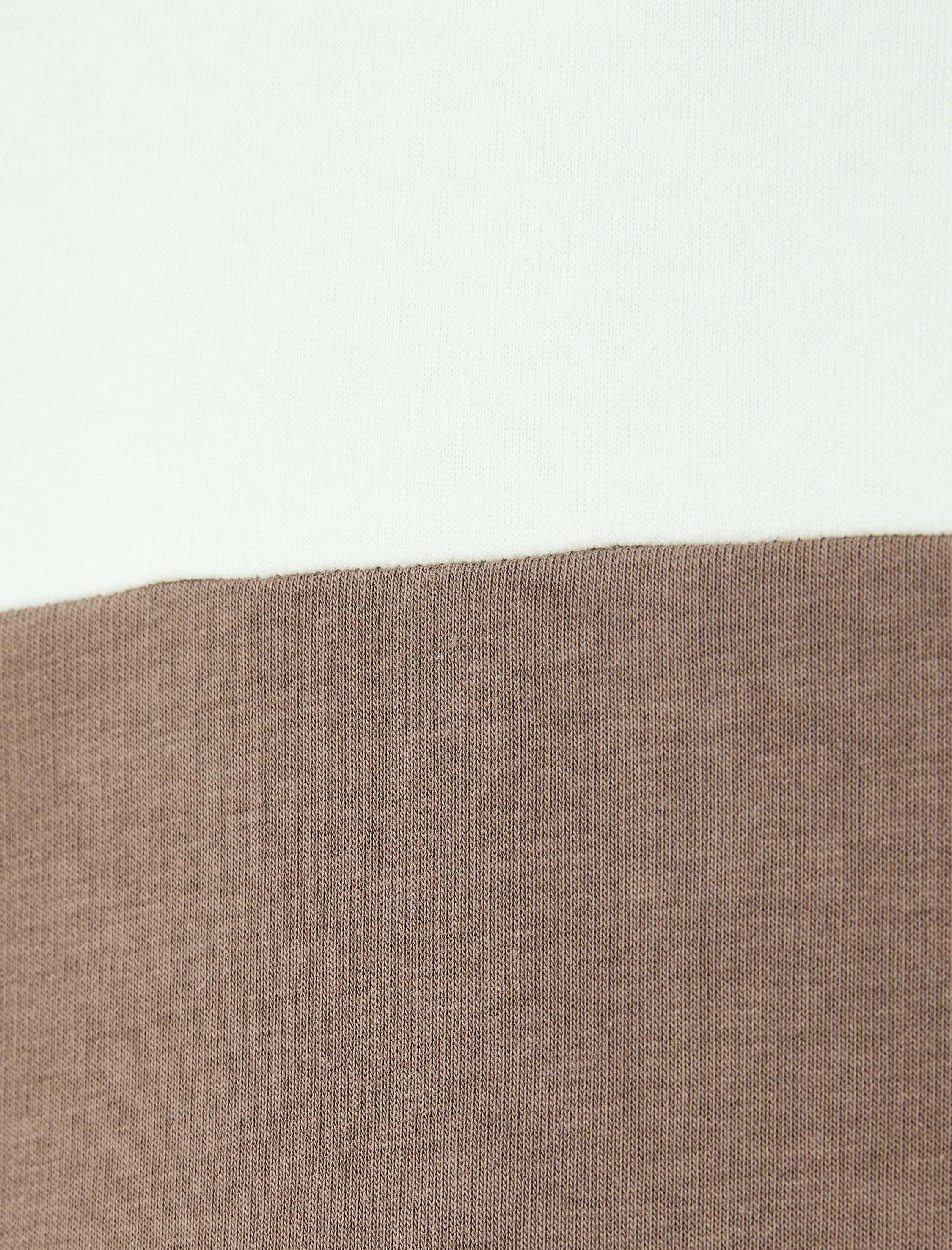 Bisiklet Yaka Pamuk Karışımlı Şardonlu Renk Bloklu Basic Minimal Baskılı Oversize Sweatshirt