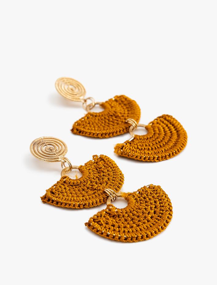 Kadın Sallantılı Büyük Boy Örme Sarmal Küpe