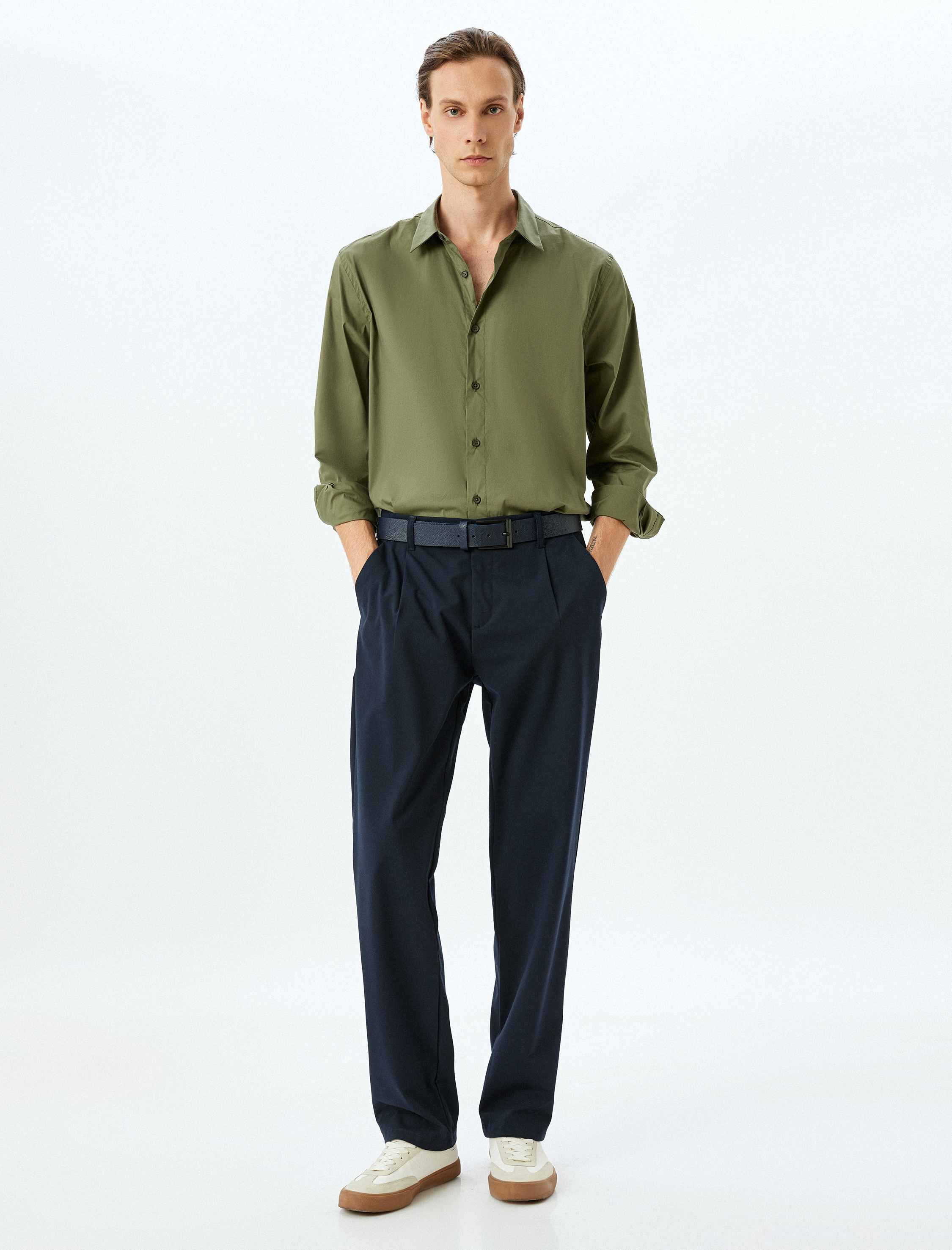   Uzun Kollu Regular Fit Pamuklu Basic Gömlek