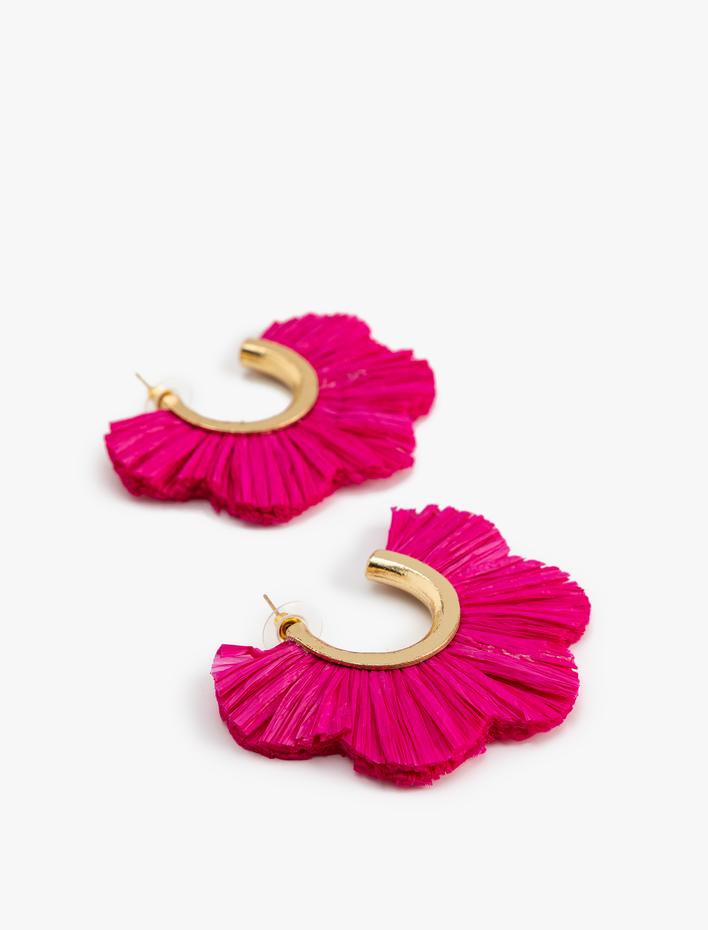 Kadın Hasır Halka Küpe Büyük Boy - Koton X Melis Ağazat