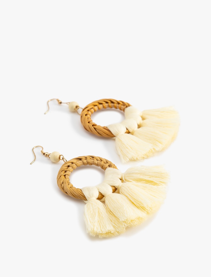 Kadın Hasır Küpe Sallantılı - Koton X Melis Ağazat