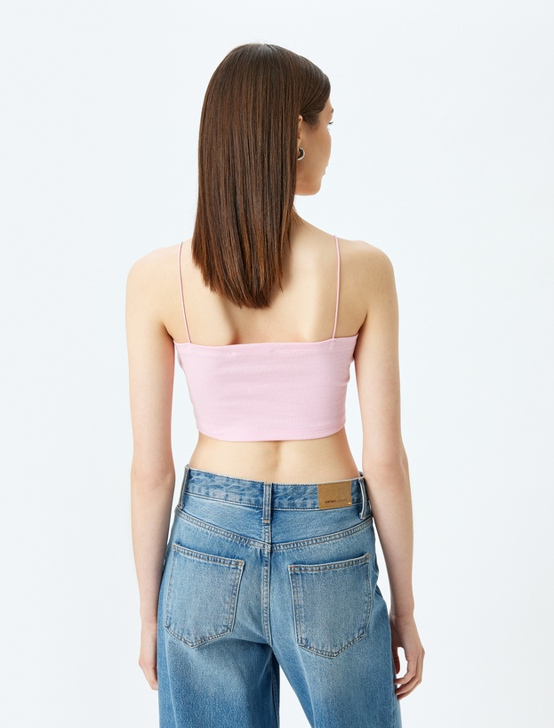 Fitilli İp Askılı Slim Fit Crop Kadın Atlet_3