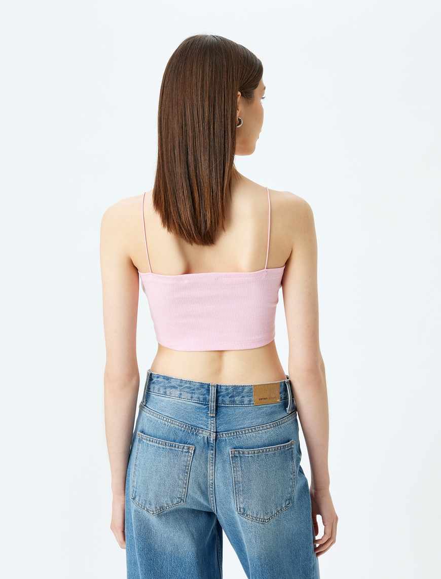   Fitilli İp Askılı Slim Fit Crop Kadın Atlet