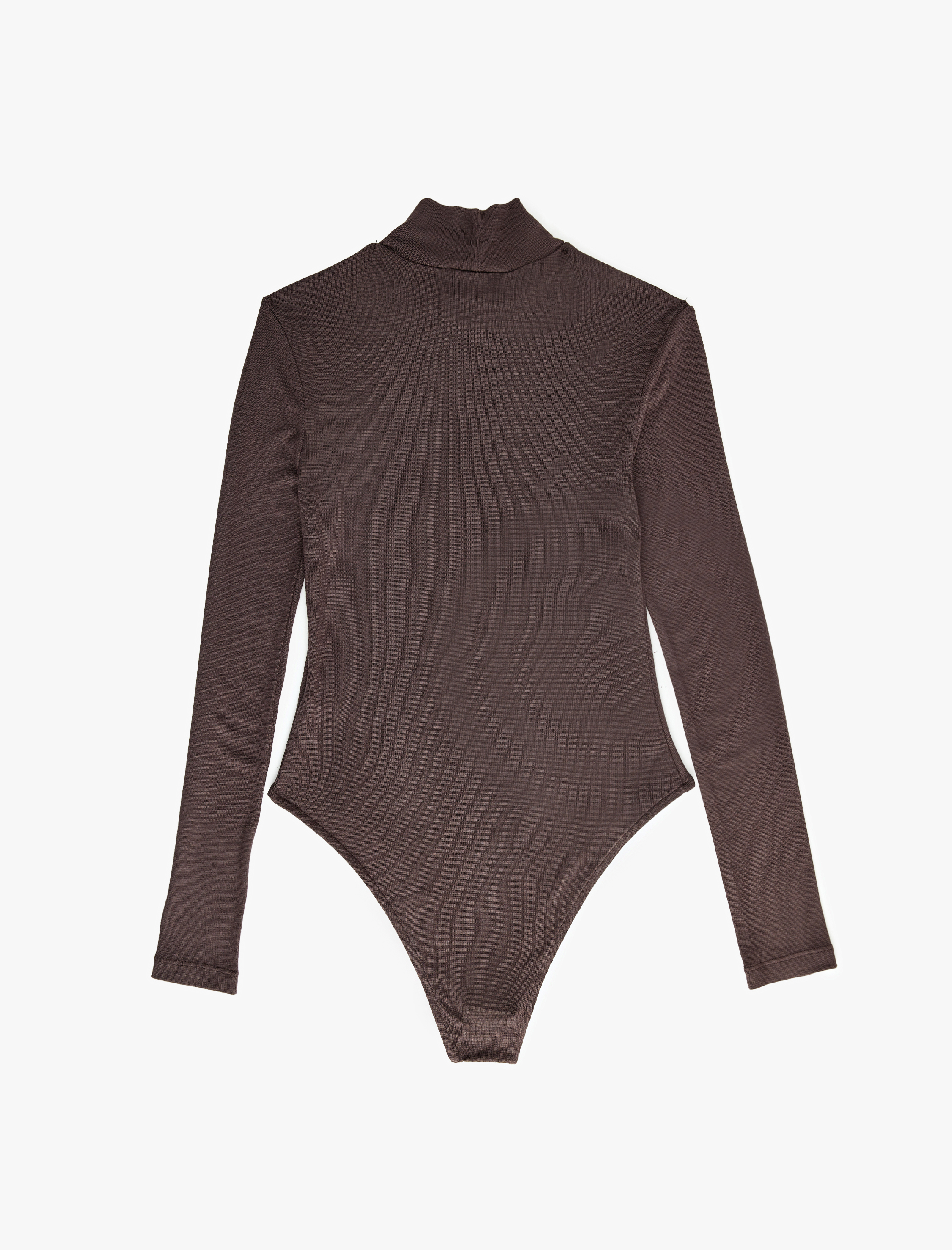 Slim Fit Alttan Çıt Çıt Düğme Kapamalı Dik Yaka Viskon Uzun Kollu Bodysuit