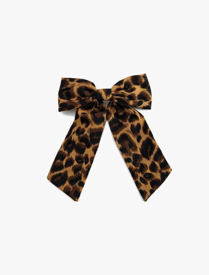 Kadın Leopar Desenli Fiyonk Toka