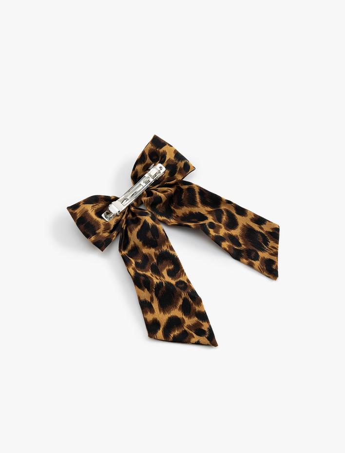 Kadın Leopar Desenli Fiyonk Toka