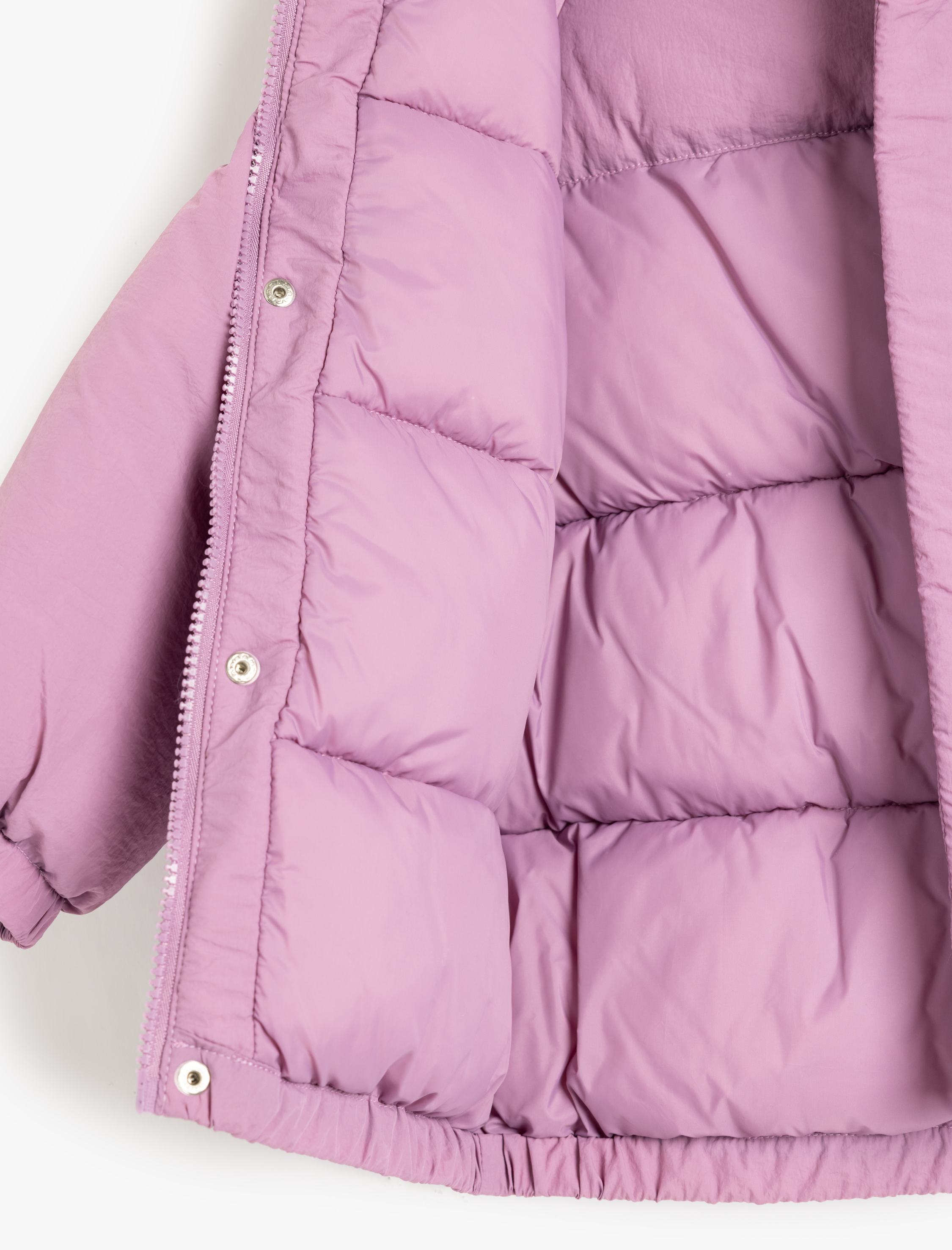 Kız Bebek Kapşonlu Şişme Mont Kapüşonlu Cep Detaylı Rüzgar Kapaklı