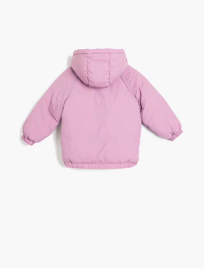 Kız Bebek Kapşonlu Şişme Mont Kapüşonlu Cep Detaylı Rüzgar Kapaklı
