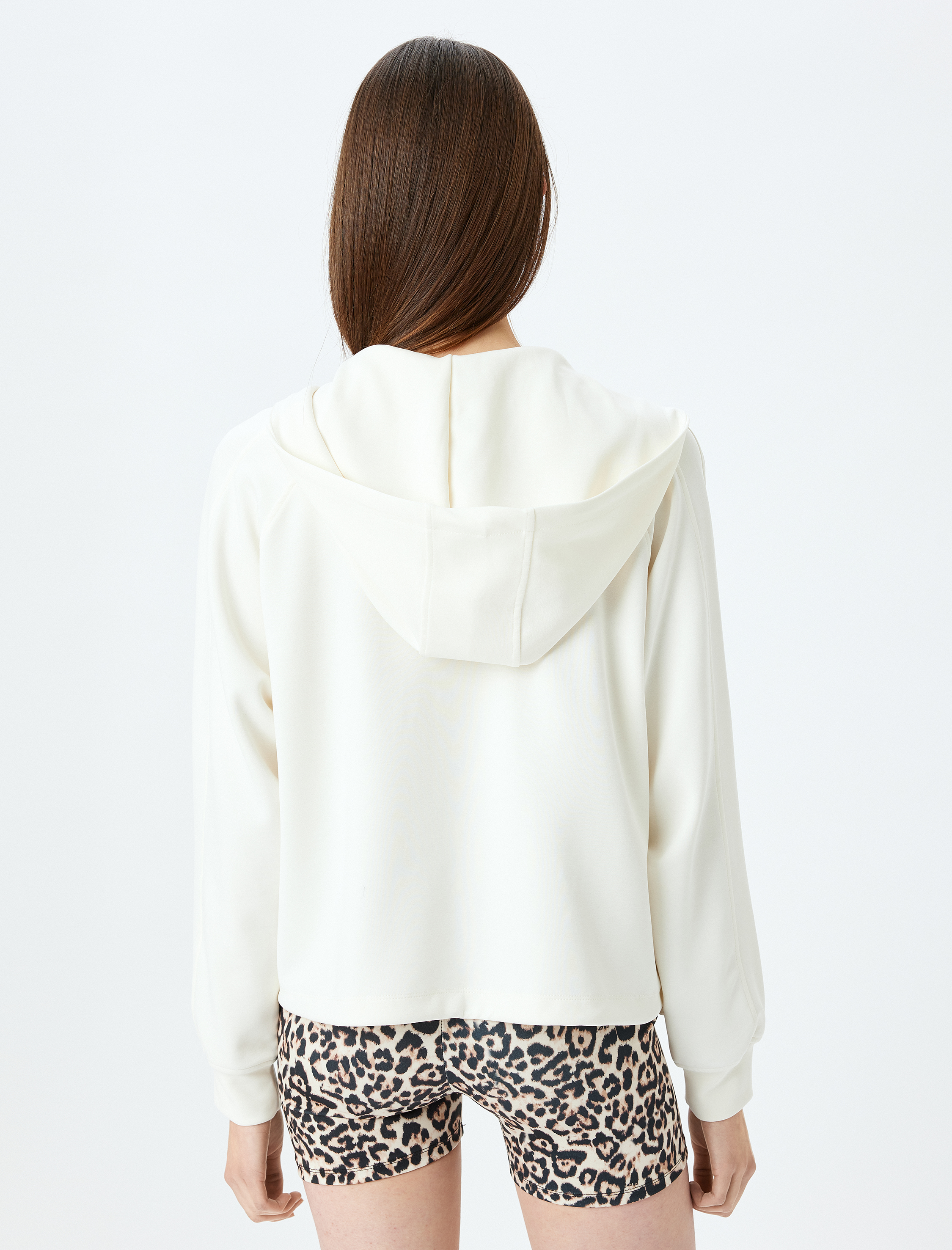 Kapüşonlu Fermuarlı Cep Detaylı Rahat Kalıp Kalın Modal Kumaş Sweatshirt