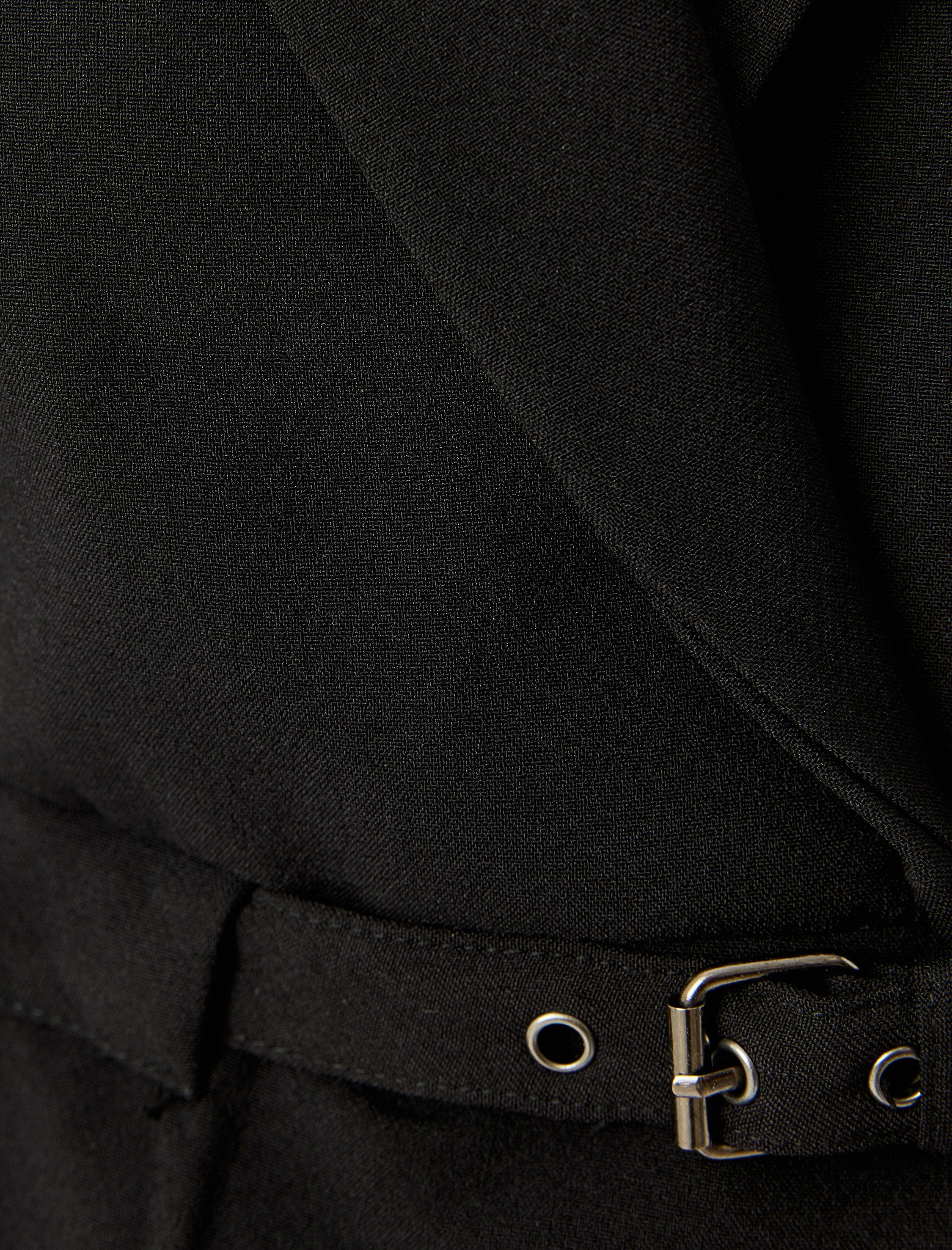   Kemerli Kruvaze Uzun Blazer Yelek