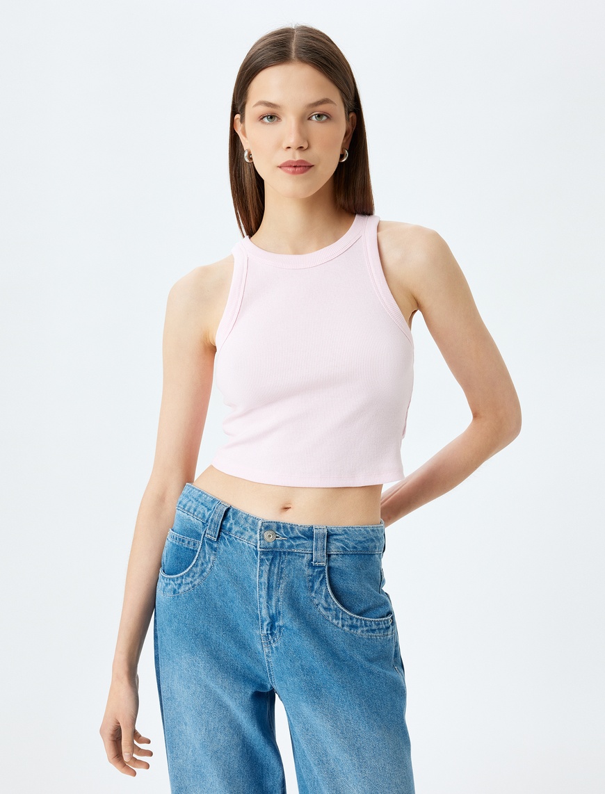   Crop Atlet Halter Yaka Fitilli Slim Fit