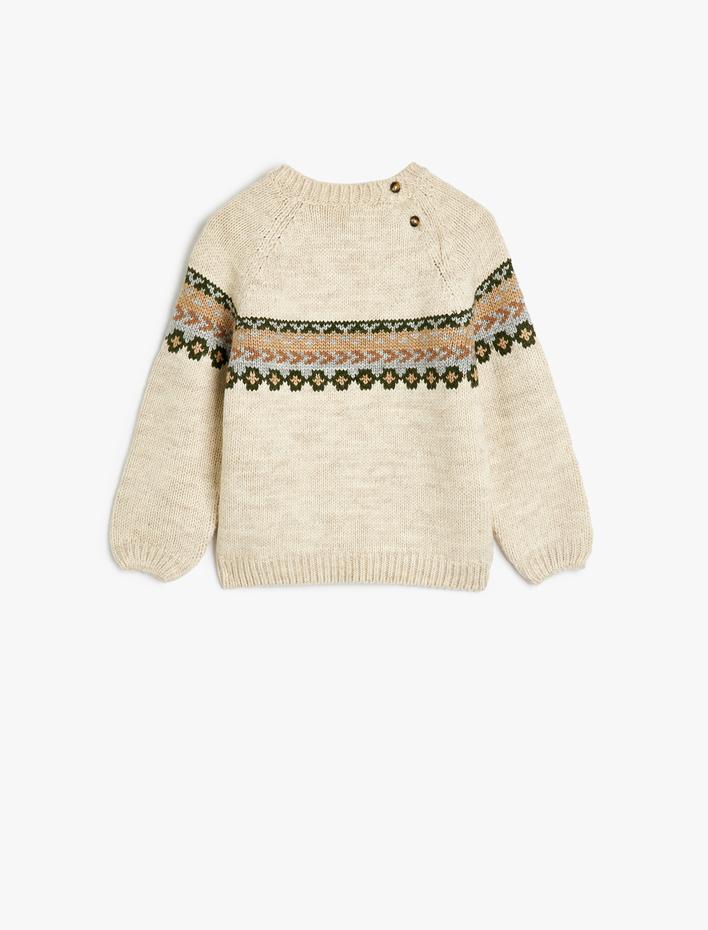 Erkek Bebek Bisiklet Yaka Uzun Kollu Desenli Triko Kazak