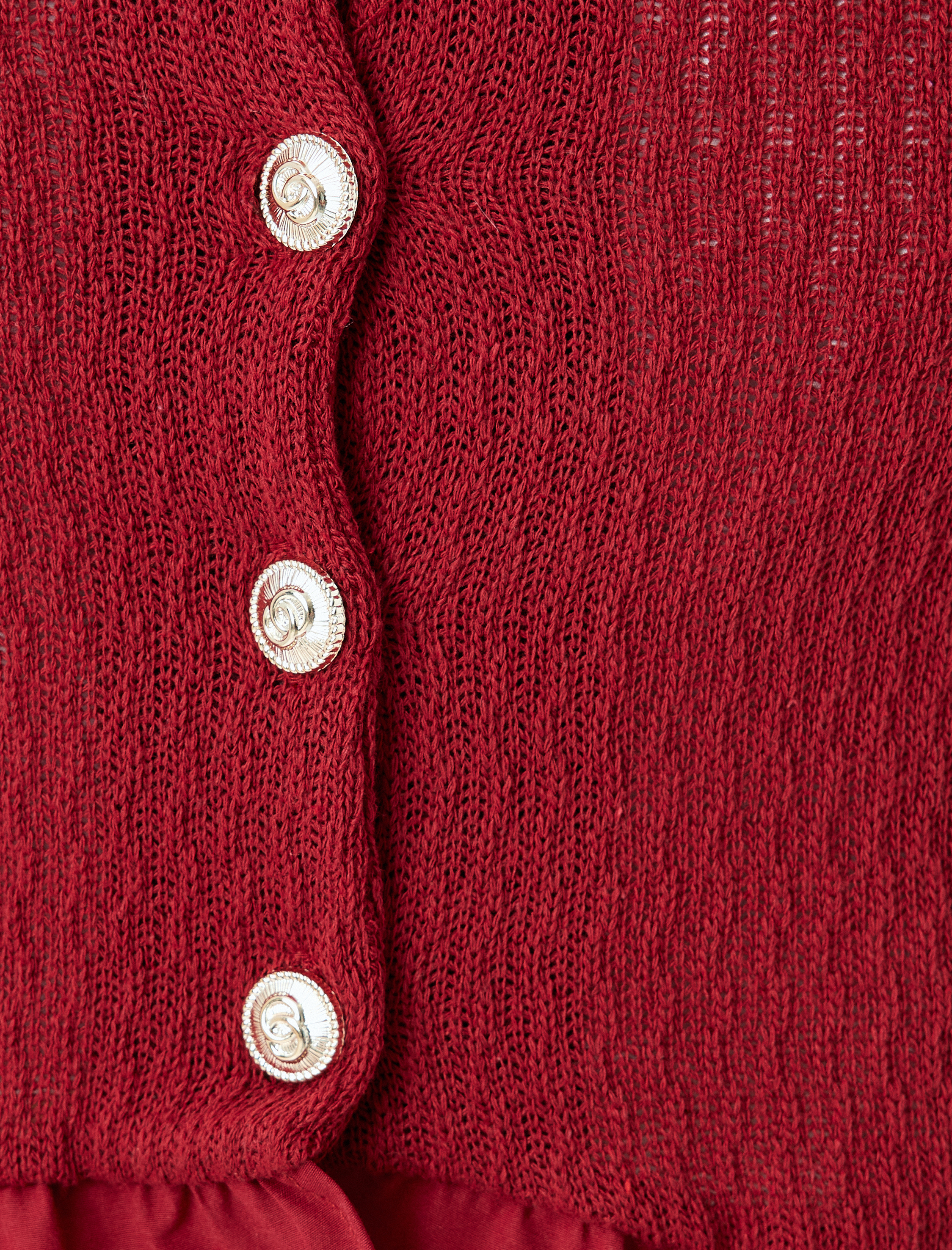   Crop Hırka Düğmeli Fırfır Detaylı Bisiklet Yaka Slim Fit