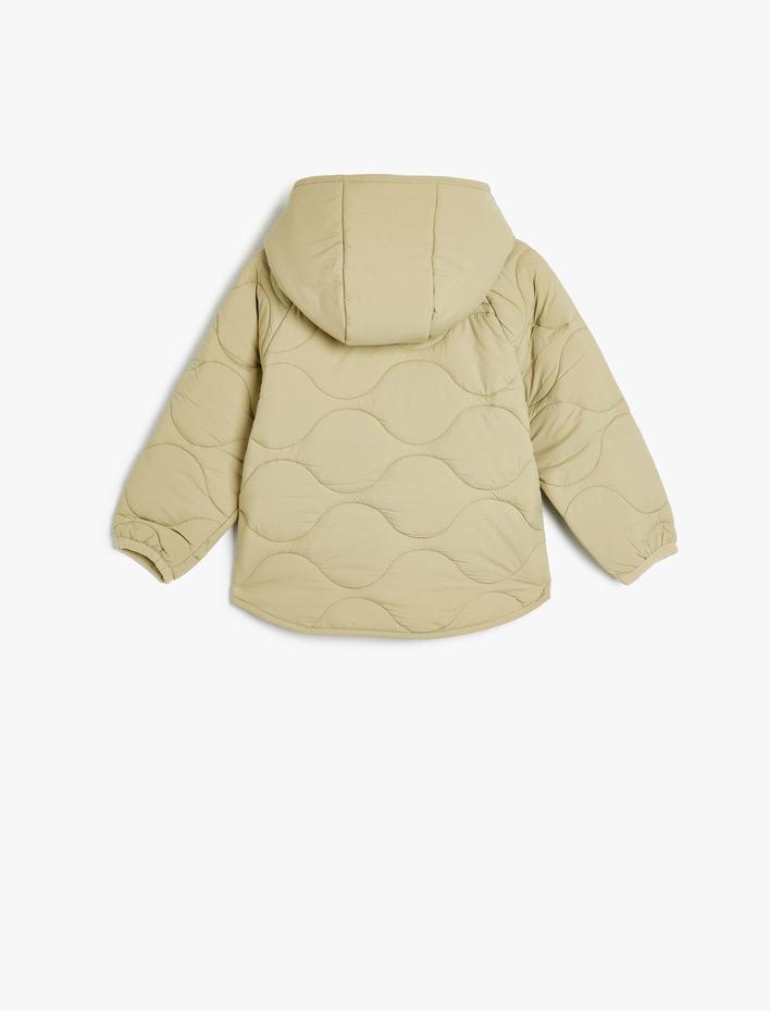 Kız Bebek Kapitone Şişme Mont Kapşonlu Fermuar Kapamalı
