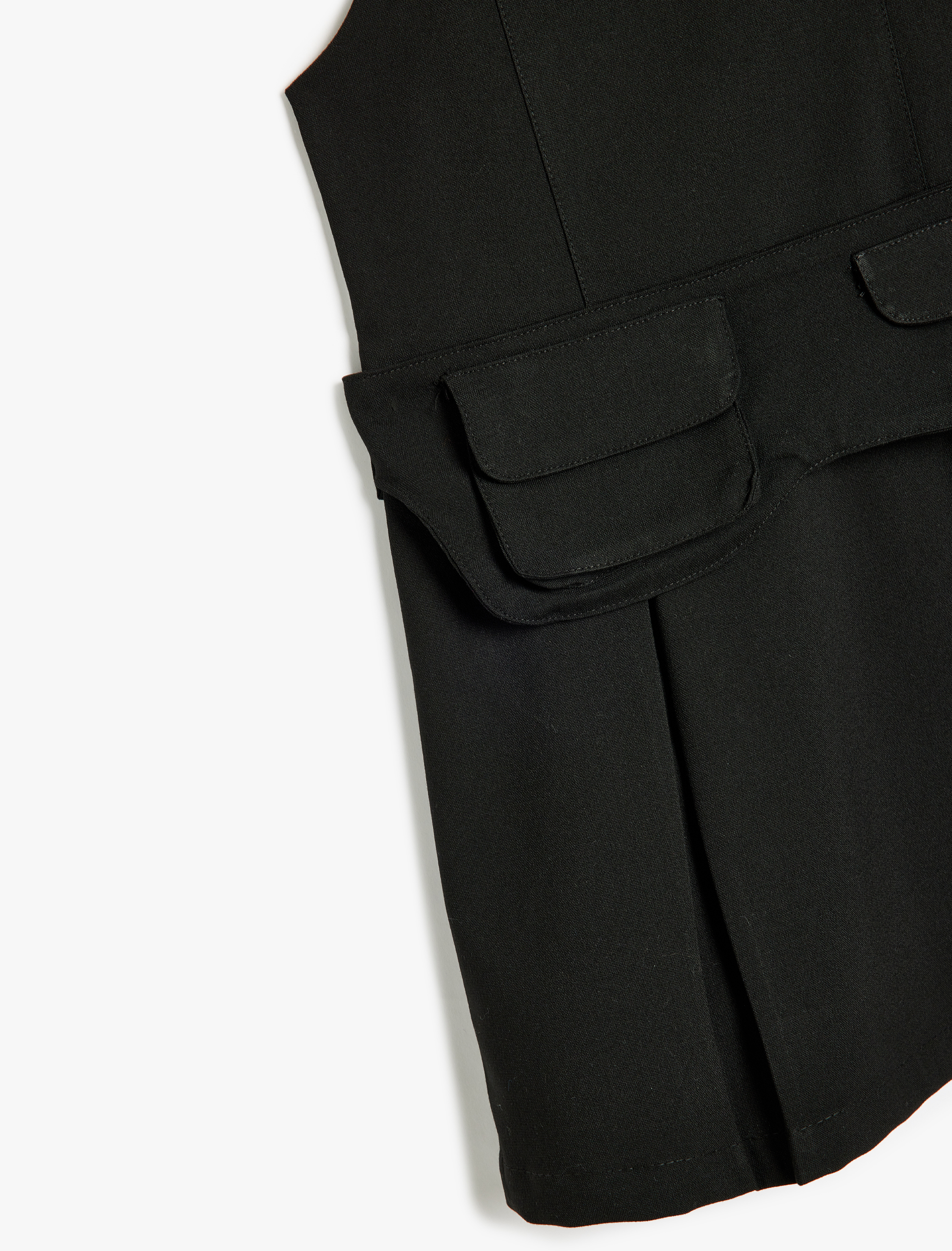 Kız Çocuk Kare Yaka Kapaklı Cep Detaylı Viskon Karışımlı Jile Elbise