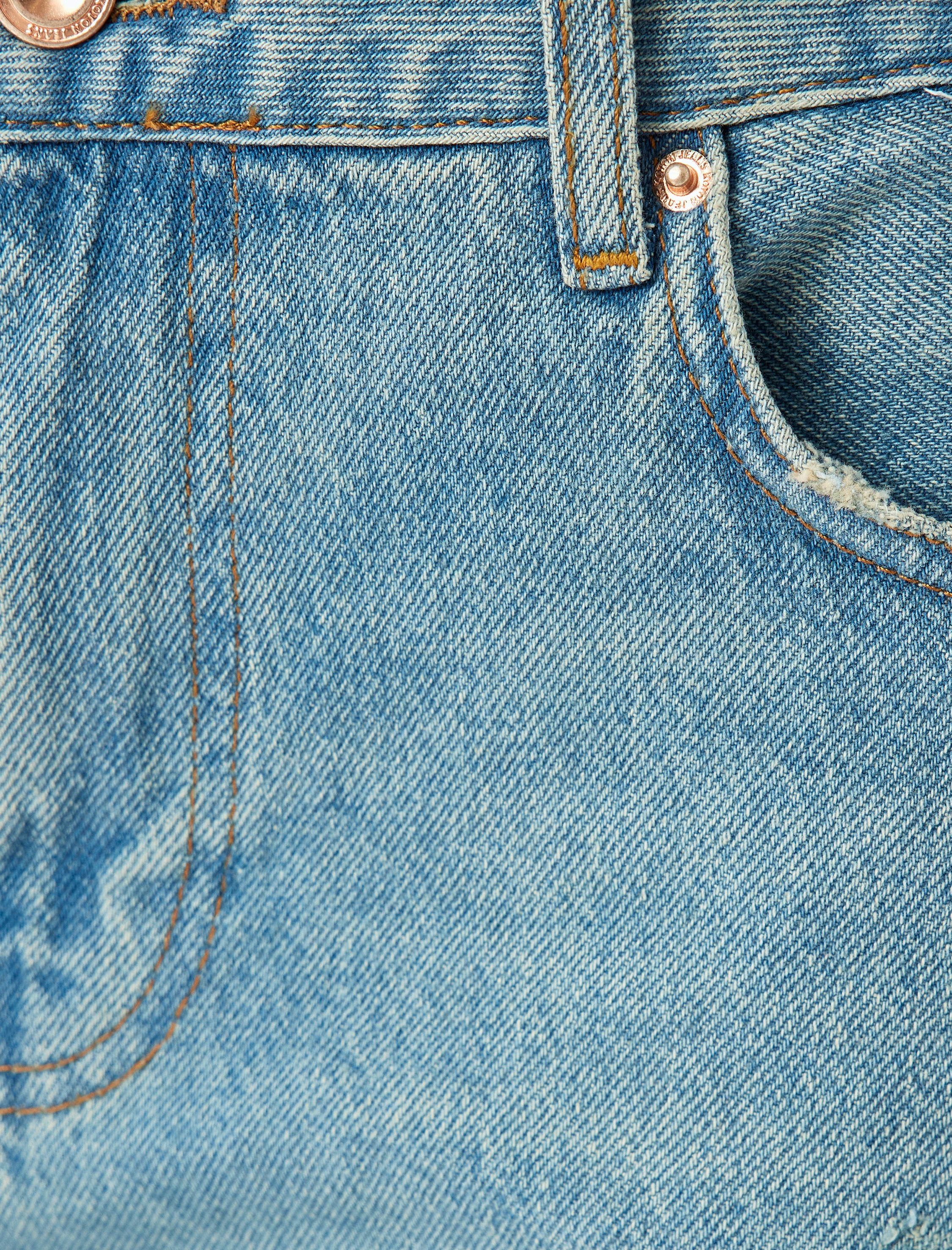   Geniş Paça Normal Bel Düğmeli Cepli Kot Pantolon - Wide Leg Jean