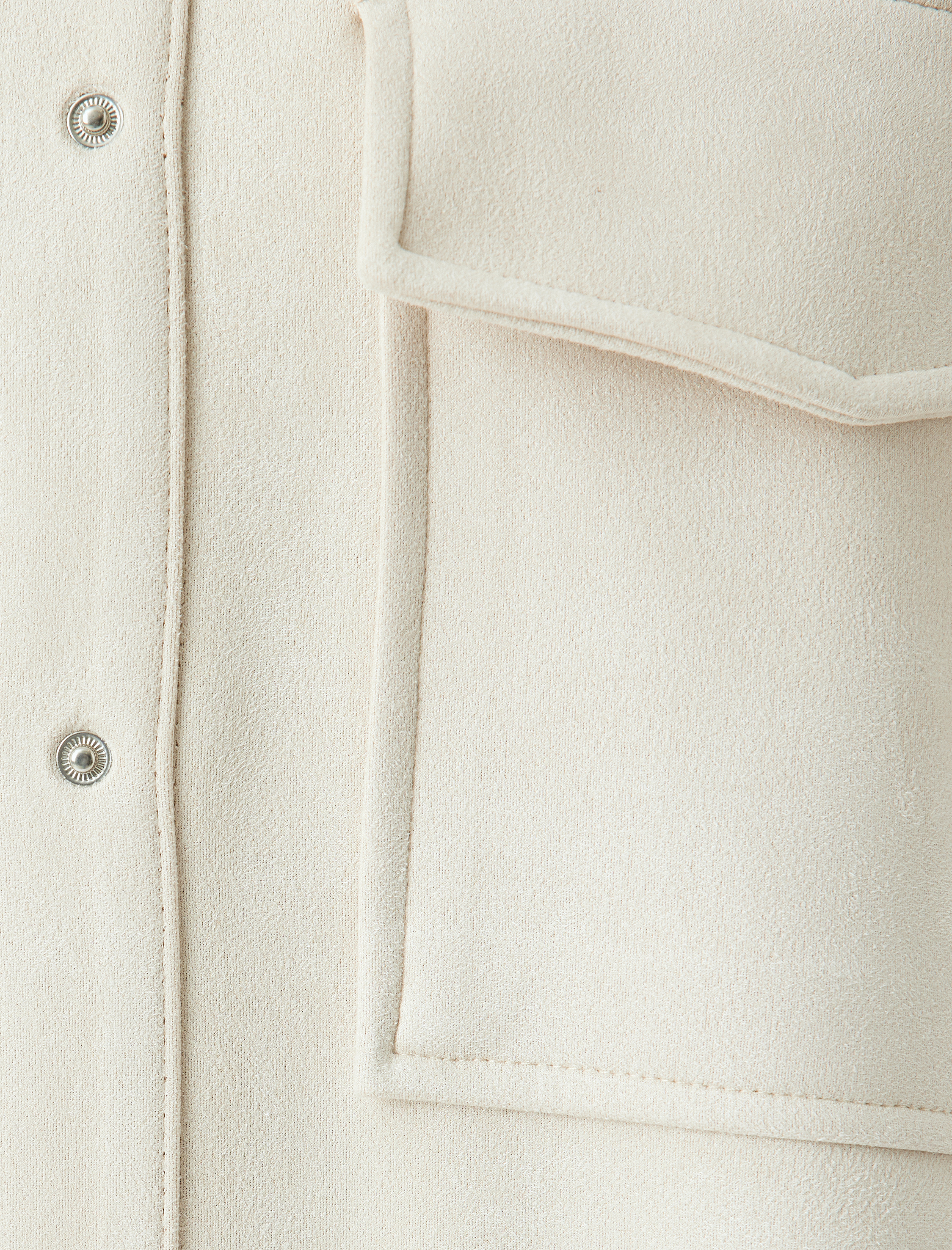   Süet Görünümlü Klasik Yaka Cep Detaylı Düğmeli Oversize Gömlek