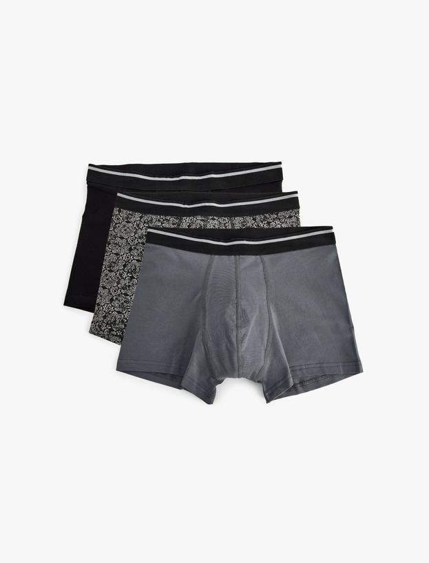 Pamuklu Slim Fit Soyut Desenli 3'lü Boxer Seti_0
