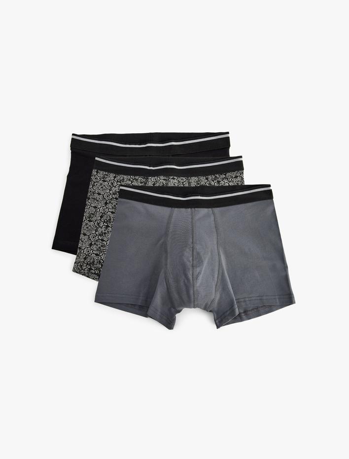  Pamuklu Slim Fit Soyut Desenli 3'lü Boxer Seti