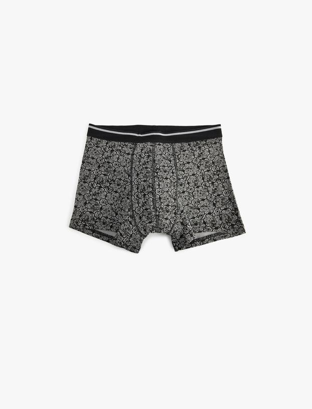 Pamuklu Slim Fit Soyut Desenli 3'lü Boxer Seti_2