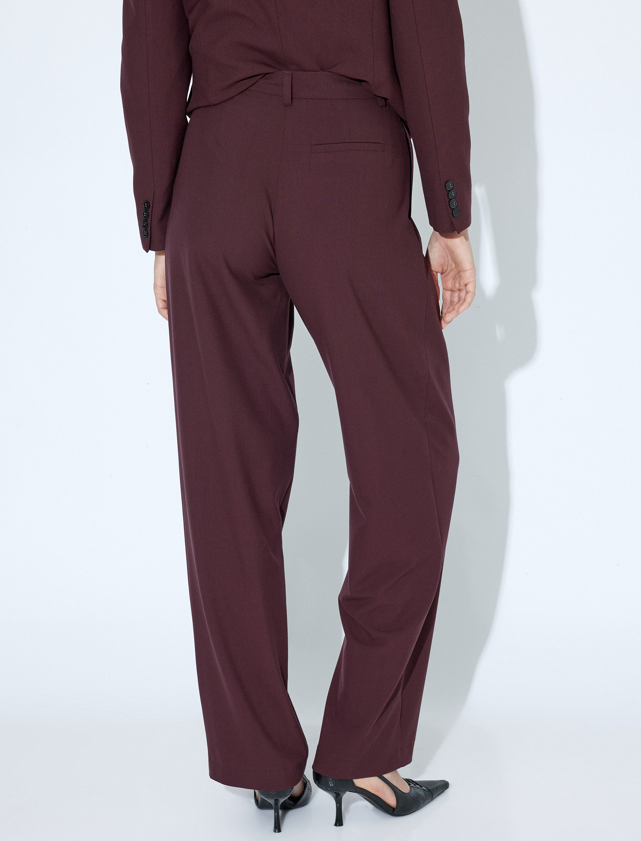   Viskon Kumaş Karışımlı Yüksek Bel Geniş Paça Cepli Kumaş Pantolon