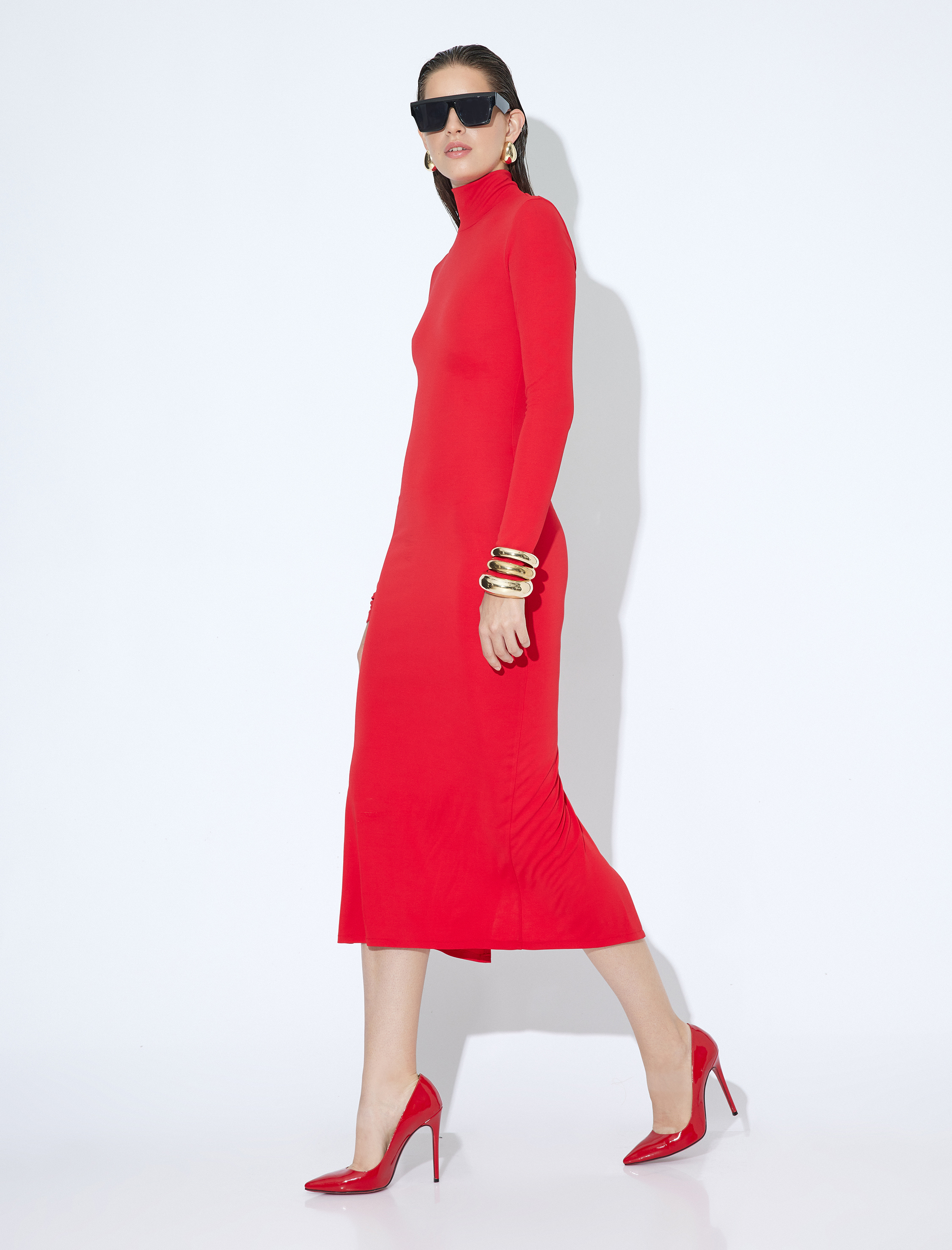   Uzun Balıkçı Yaka Slim Fit Elbise