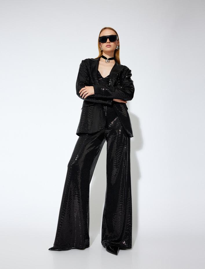  Koton X Sibil Çetinkaya - Pullu Payetli Palazzo Pantolon