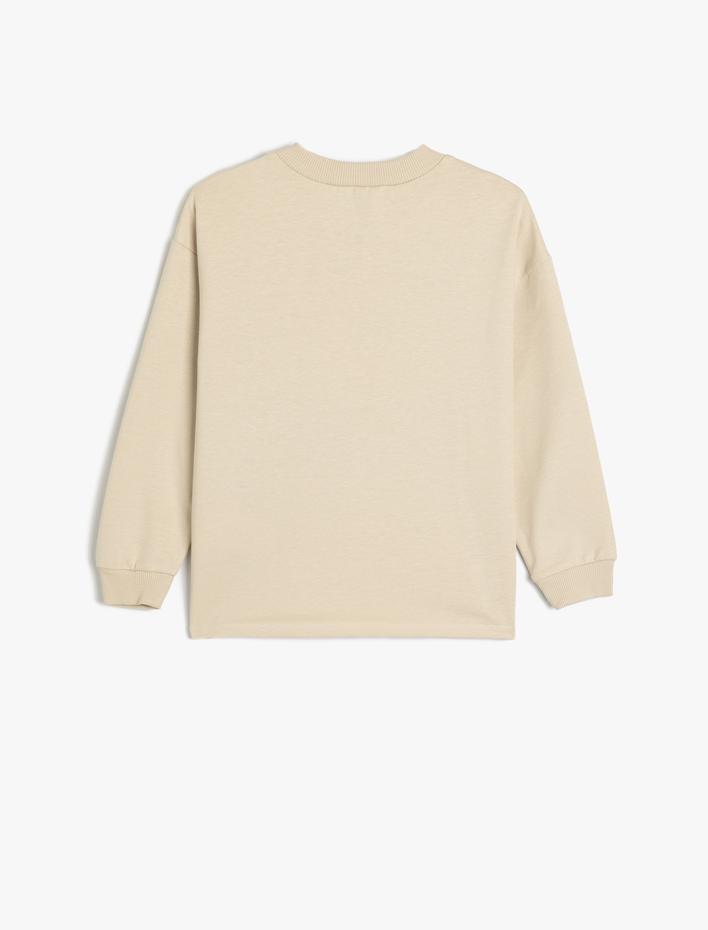 Erkek Çocuk Oversize Sweatshirt Uzun Kollu Bisiklet Yaka Baskı Detaylı Pamuklu