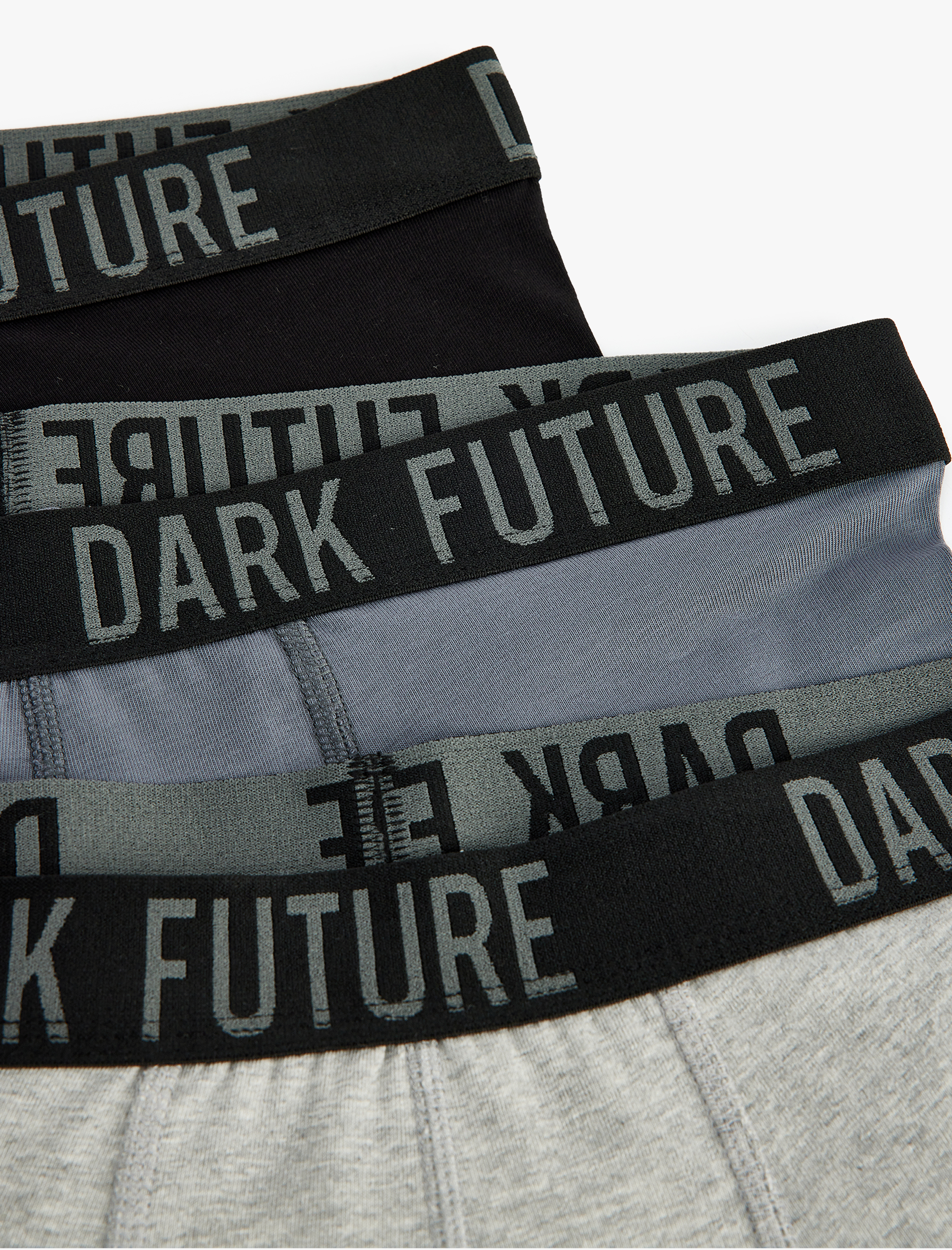   Slogan Baskılı Bel Detaylı Pamuklu 3'lü Boxer Seti