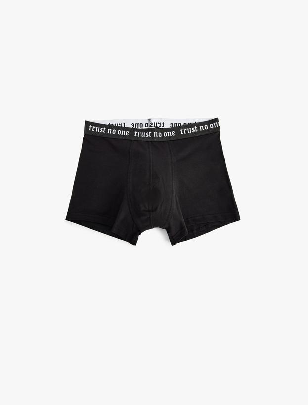 Pamuklu Slogan Baskılı Bel Detaylı 3'lü Boxer Seti_1