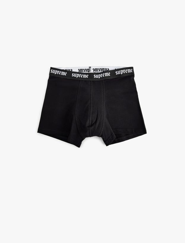 Pamuklu Slogan Baskılı Bel Detaylı 3'lü Boxer Seti_2