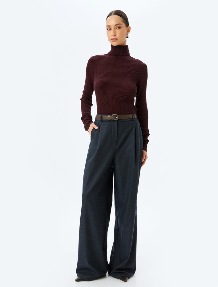  Uzun Kollu Balıkçı Yaka Triko Kazak