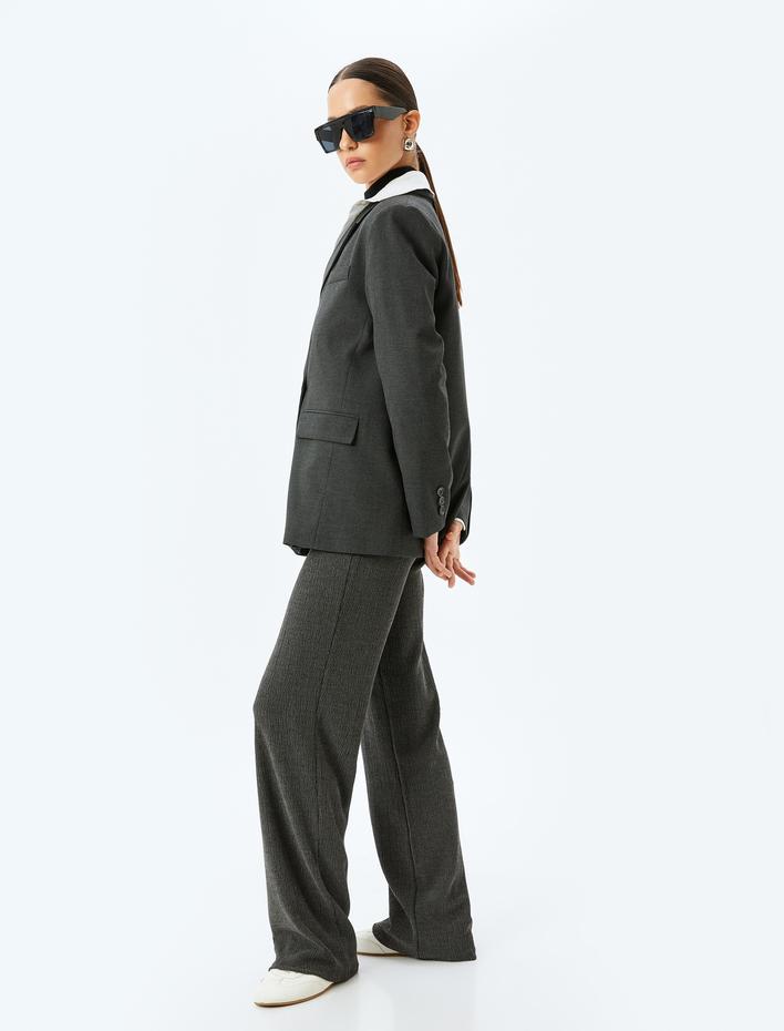  Standart Bel Dokulu Bol Paça Pantolon