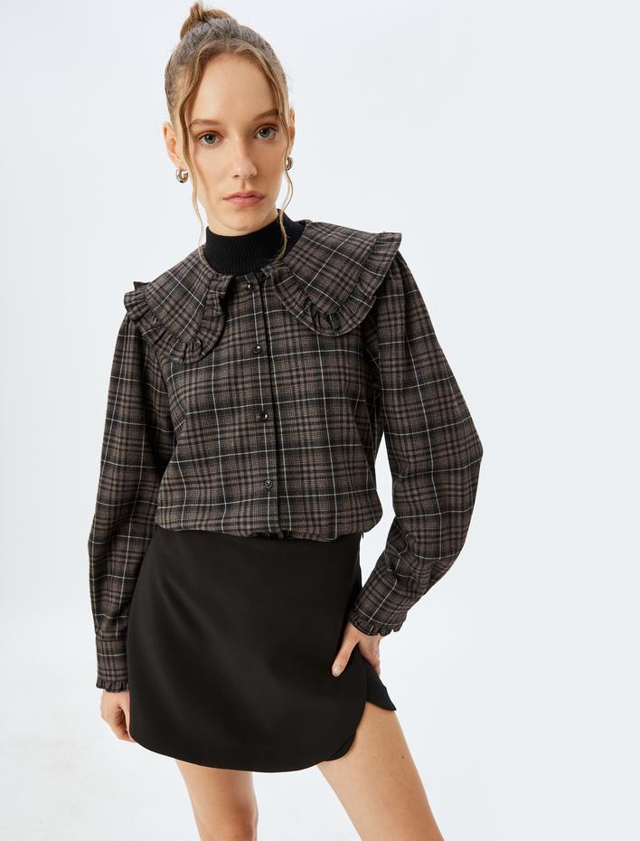  Uzun Kollu Gömlek Ekoseli Düğmeli Bebe Yaka