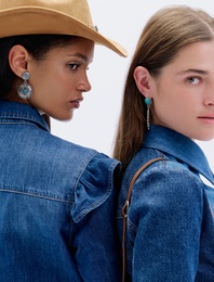 Dikiş Detaylı Renk Geçişli Uzun Kollu Kot Gömlek