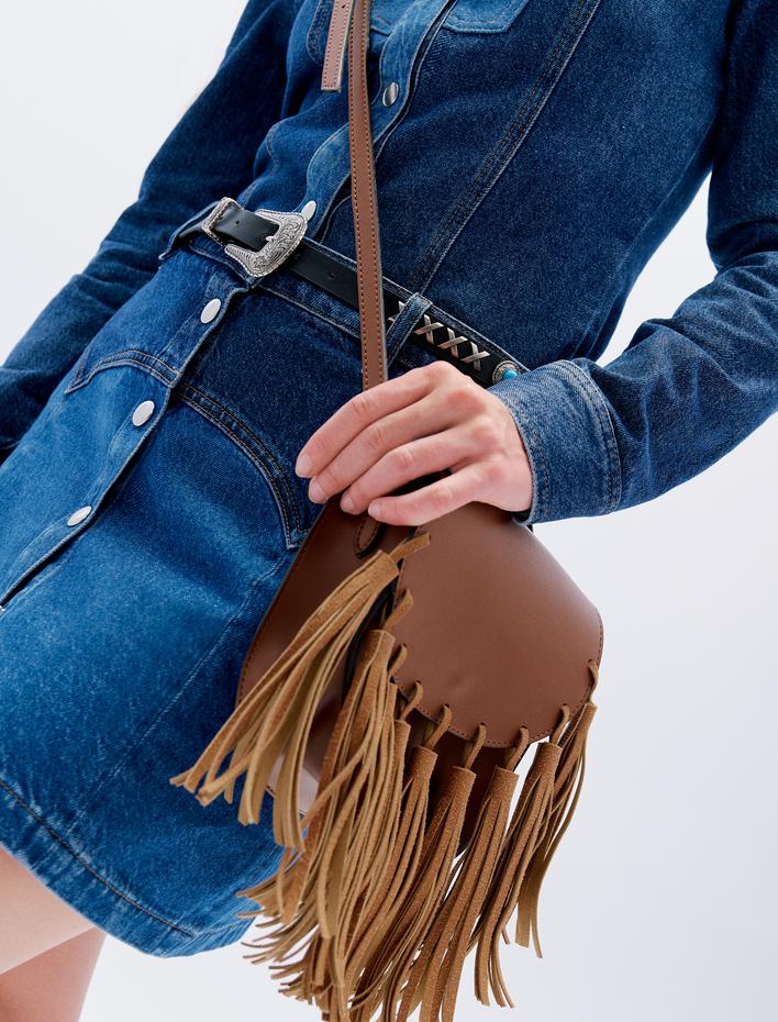  Koton X Zeynep Bastık - Mini Kot Etek Yüksek Bel Dikiş Detaylı