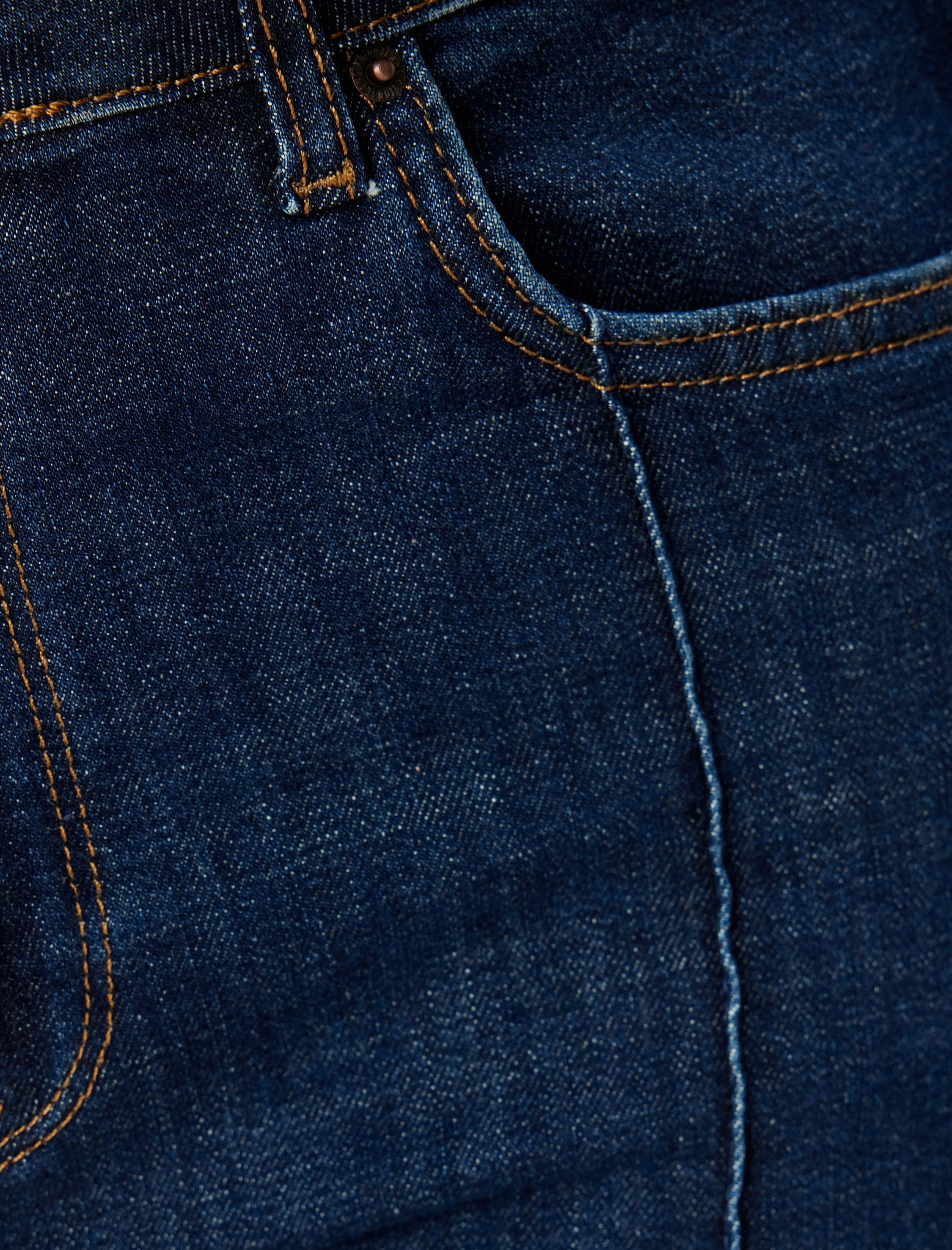   İspanyol Paça Kot Pantolon Yüksek Bel Slim Fit Nervürlü Düğmeli Pamuklu - Flare Jeans