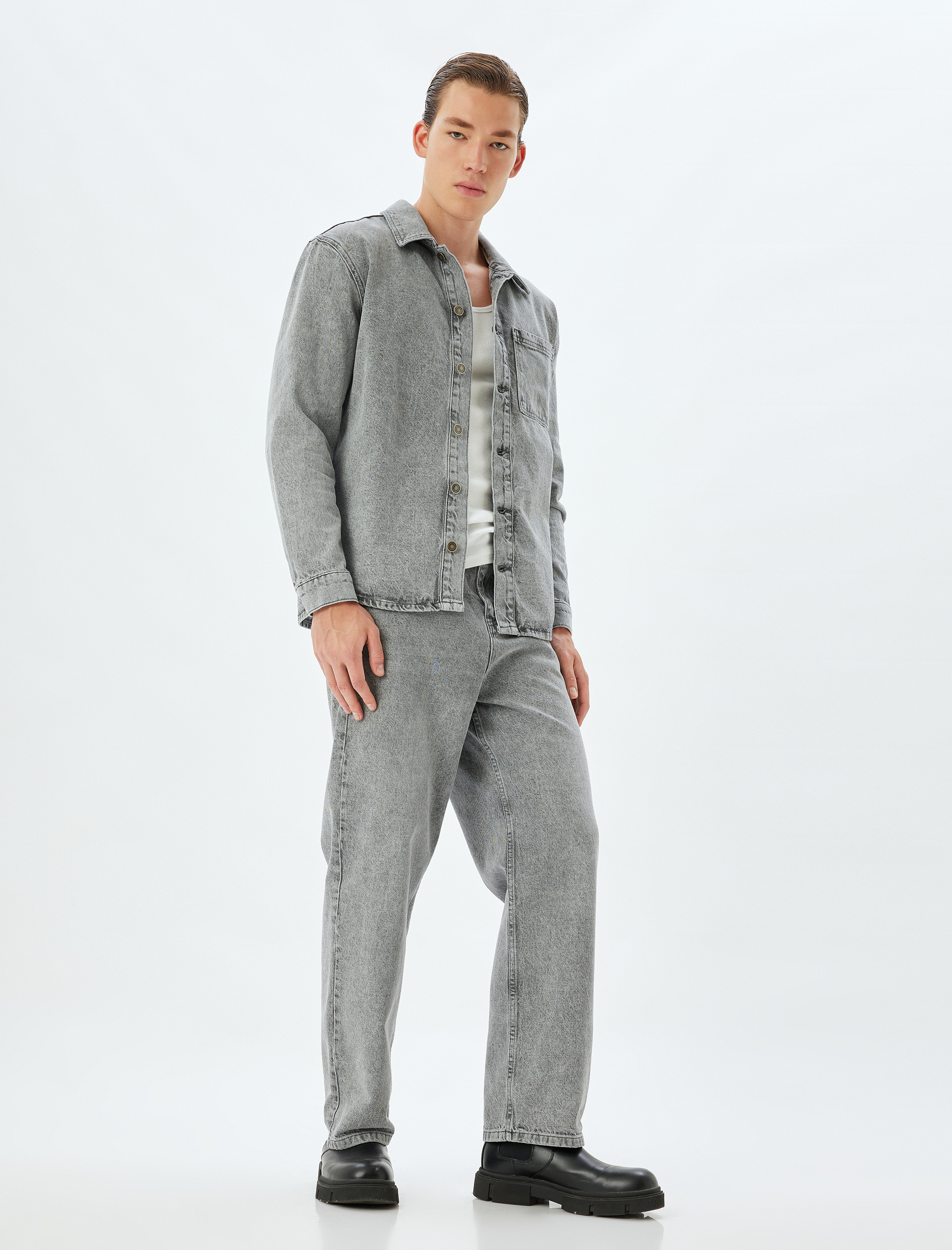   Bol Baggy Kot Pantolon Cep Detaylı Pamuklu