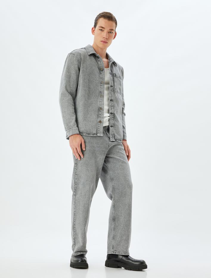  Bol Baggy Kot Pantolon Cep Detaylı Pamuklu