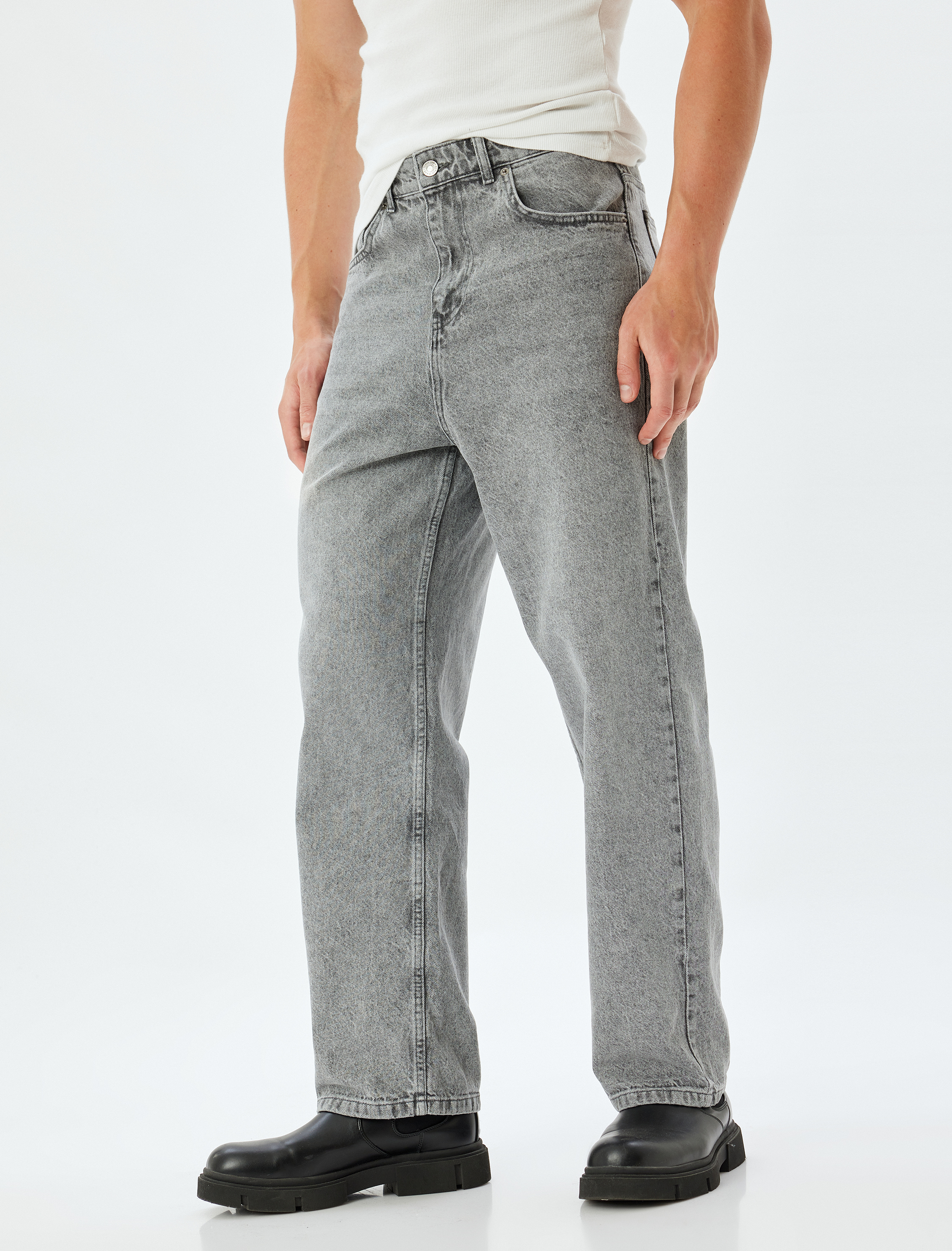   Bol Baggy Kot Pantolon Cep Detaylı Pamuklu