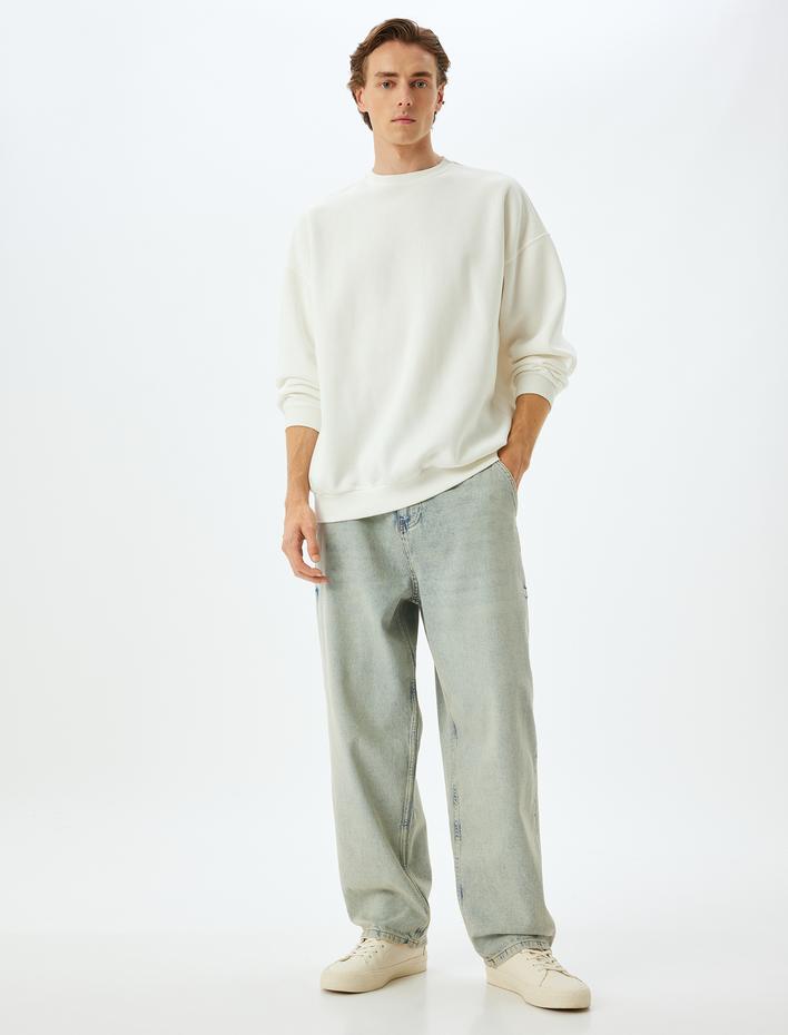  Baggy Kot Pantolon Bol Skater Cep Detaylı Pamuklu