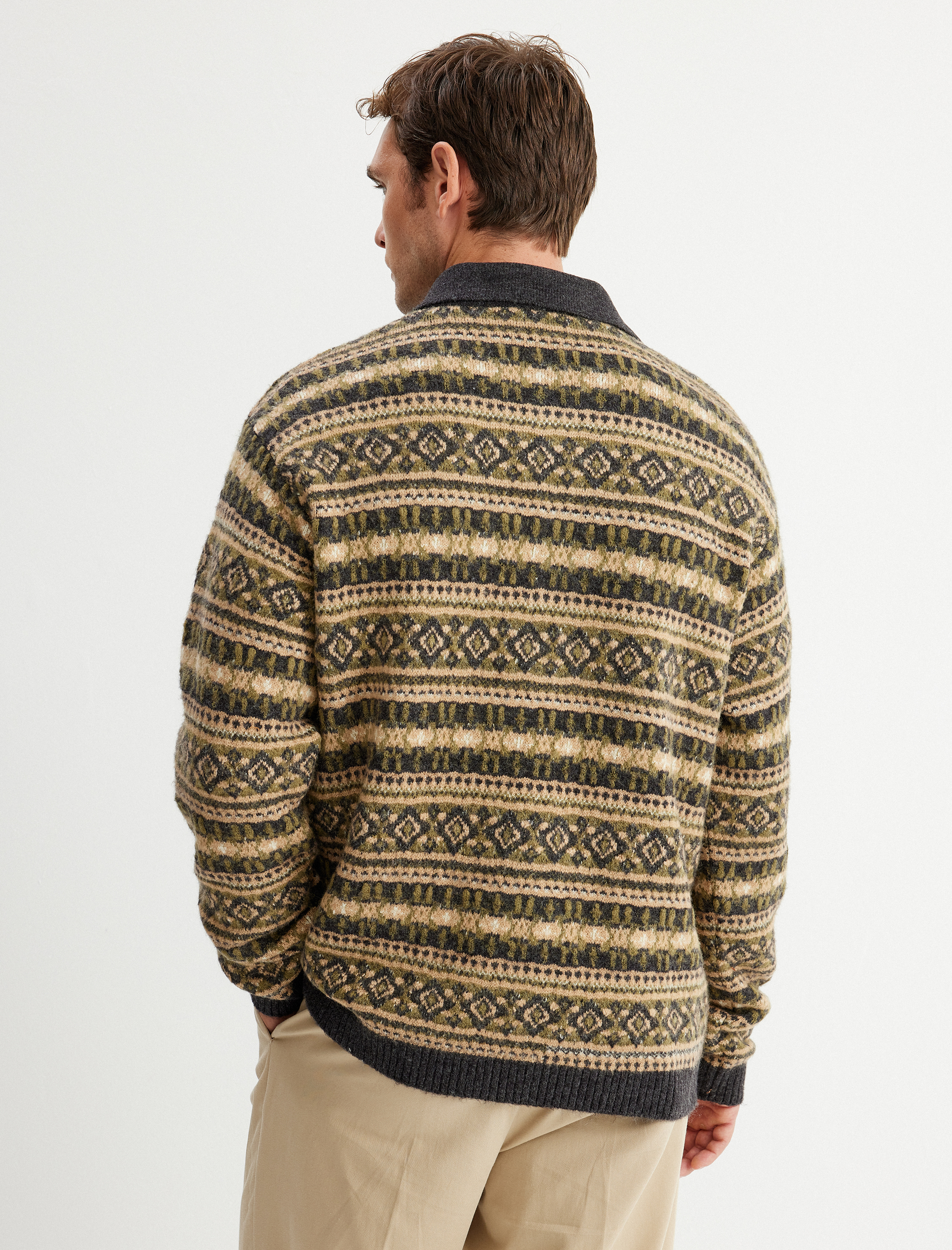   Kışlık Triko Kazak Polo Yaka Düğme Detaylı