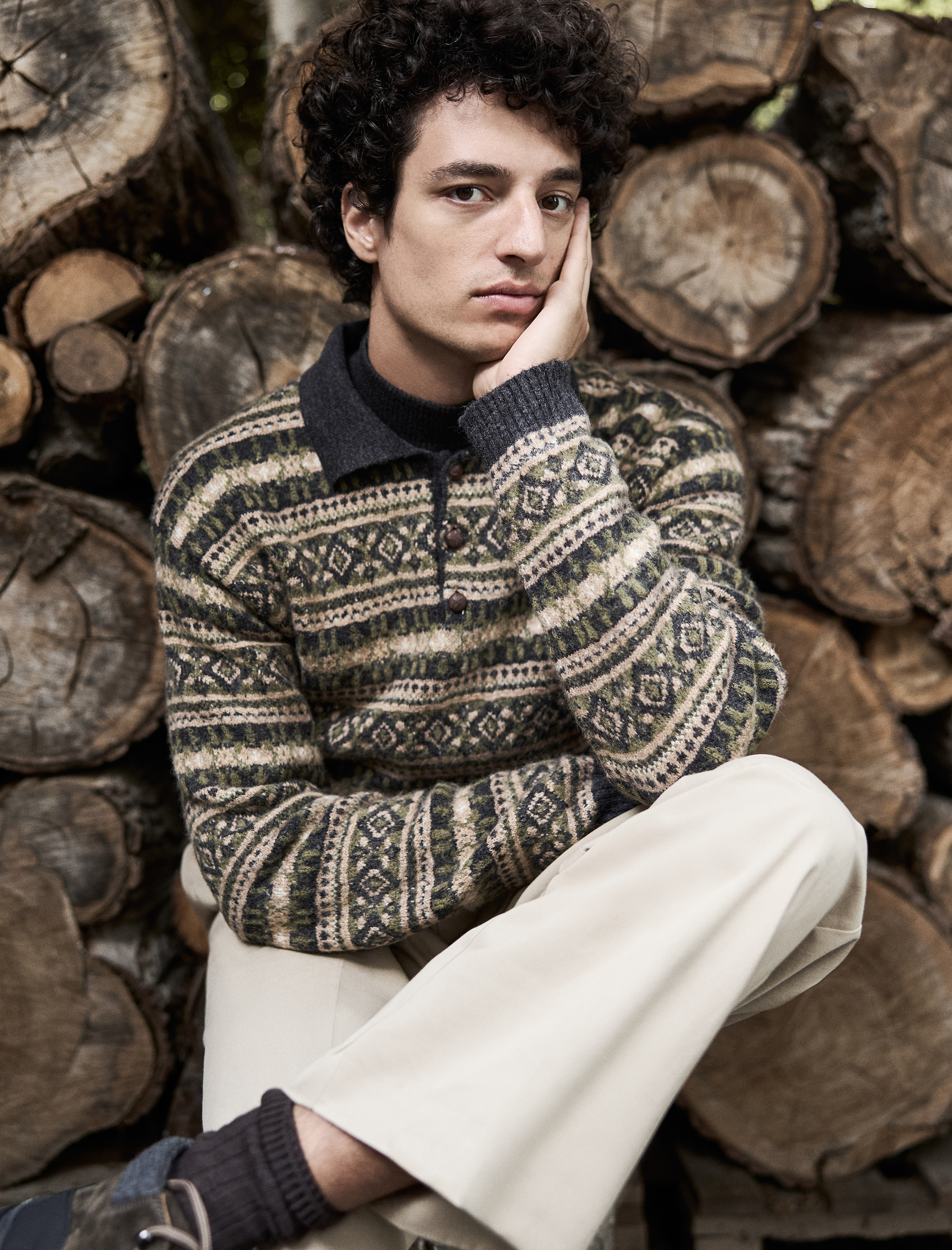   Kışlık Triko Kazak Polo Yaka Düğme Detaylı