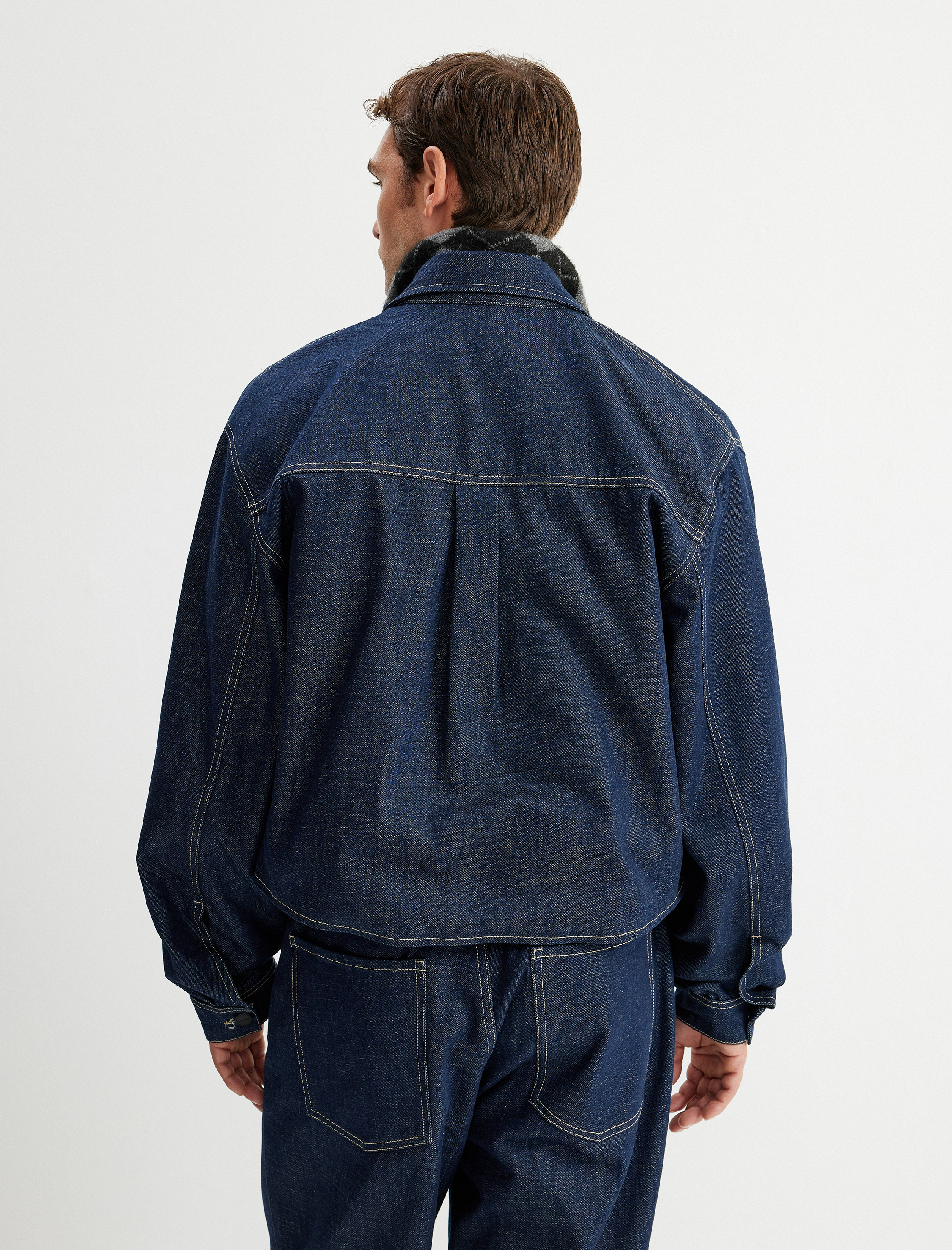   Crop Boy Kapaklı Cep Detaylı Oversize Jean Ceket