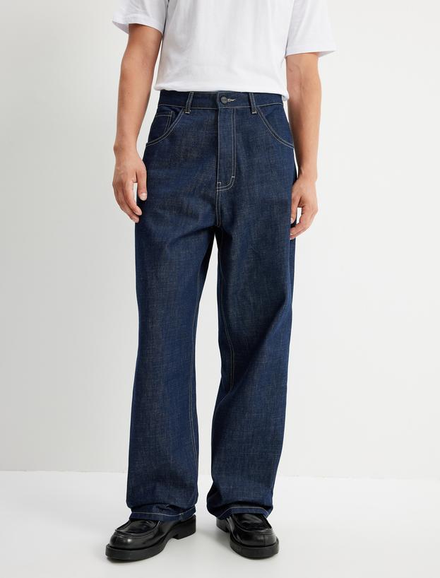 Cep Detaylı Pamuklu Super Baggy Jean Pantolon_3
