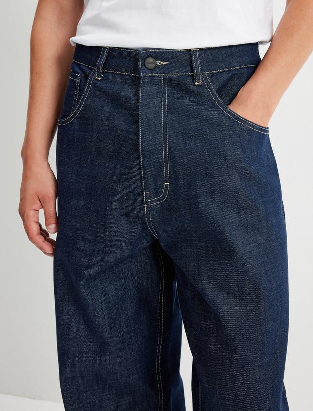 Cep Detaylı Pamuklu Super Baggy Jean Pantolon_5