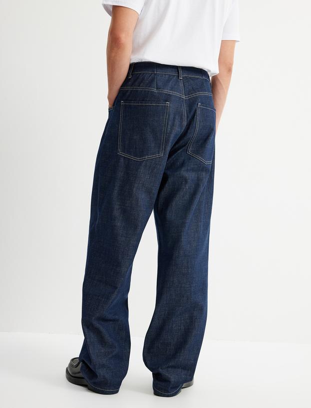 Cep Detaylı Pamuklu Super Baggy Jean Pantolon_4